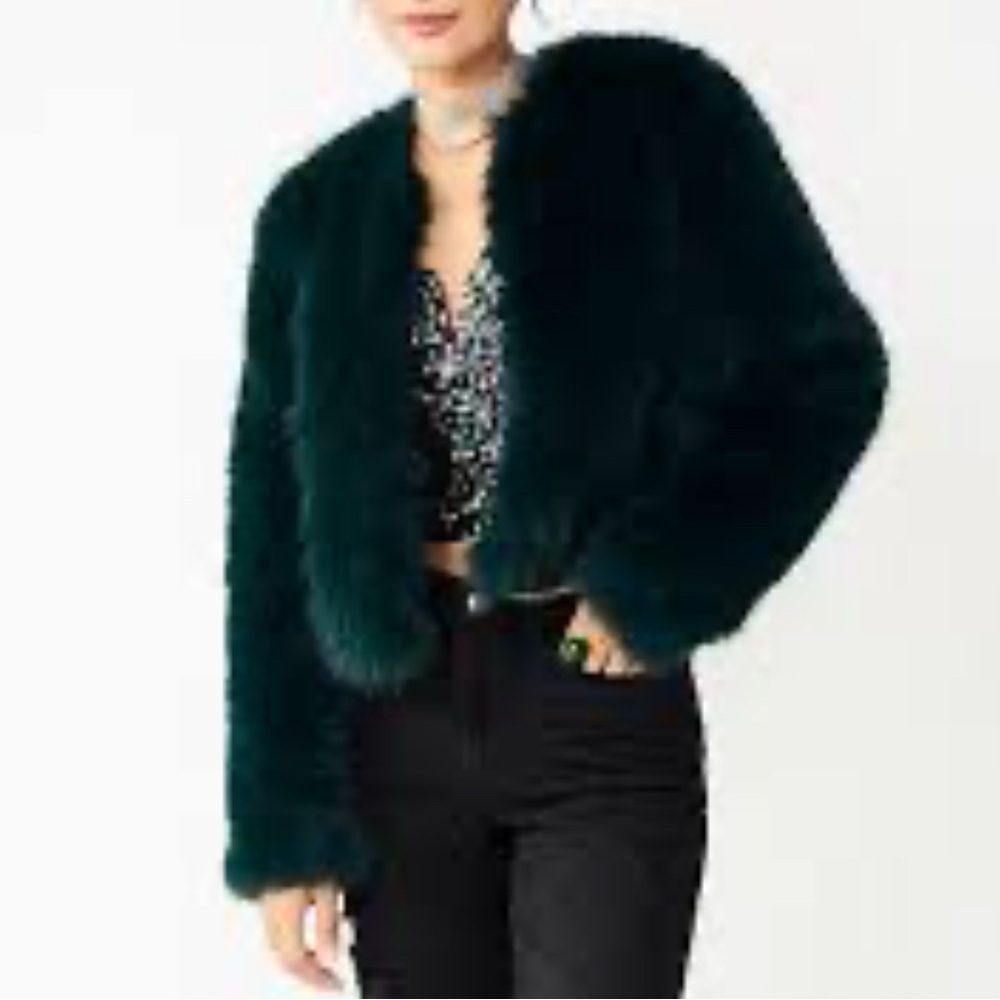 SO Jacket Women L Large Green V-Neck Long Sleeve Lined Open Front Casual Solid